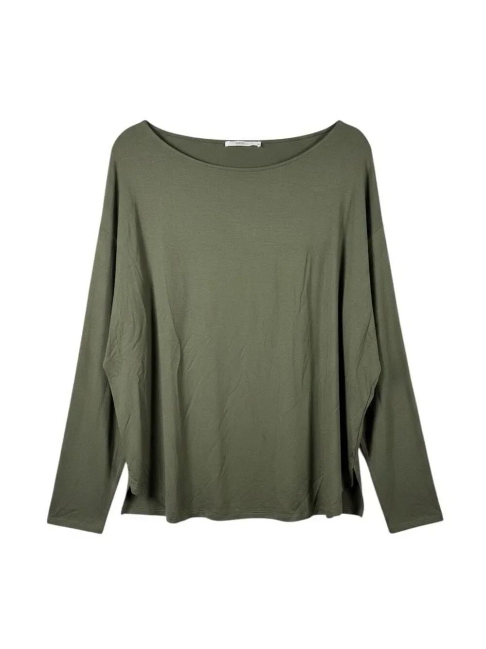 Sivana Bamboo Luxe Crewneck Flowy T Shirt Green Size 2XL Long Sleeve